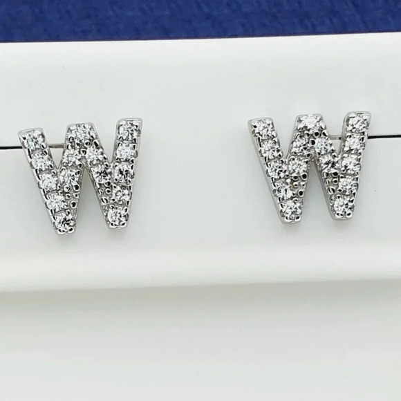 "#925 Sterling Silver CZ Stud Earrings for Women/Girl, US925P1082 - Picture 4 of 10